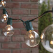 25' Commercial Clear Patio String Light Set with 16 G50 Bulbs on Green Wire, E17 Base