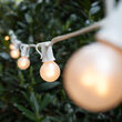 Commercial Pearl White Satin Patio String Light Set with G30 Bulbs on White Wire