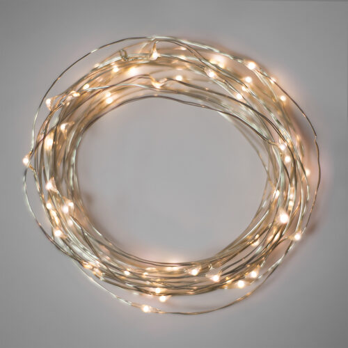 Warm White Battery Operated Fairy LED Lights, Silver Wire