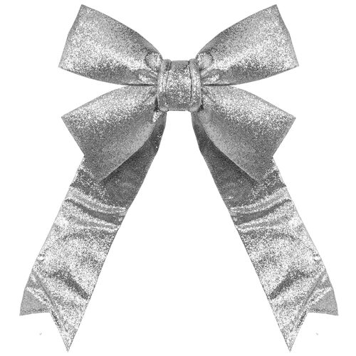 18" Silver Decorative 3D Glitter Bow