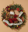 24" Battery Operated Prelit Wreath, 50 Multi: Red, Blue, Amber, Green, Gold Mini Lights