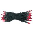 50 Red Mini Lights, Green Wire, 4" Spacing