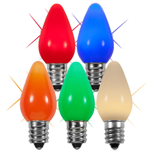 C7 Twinkle Opaque Acrylic Multicolor LED Bulbs