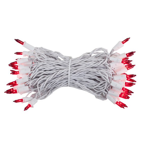 50 Red Mini Lights, Lamp Lock, White Wire, 6" SpacingWintergreen Corporation Wintergreen