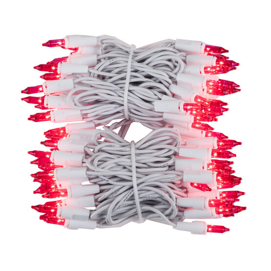 100 Pink Mini Lights, White Wire, 2.5" SpacingWintergreen Corporation