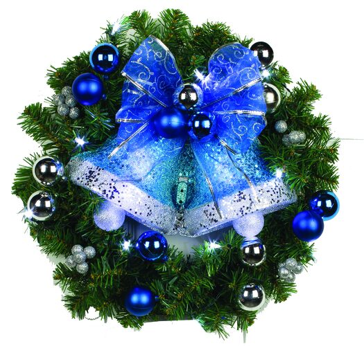 18" Battery Operated Prelit Wreath, 18 Cool White LED 5mm Lights