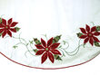 Cream and Burgundy Christmas Poinsettia Tree Skirt