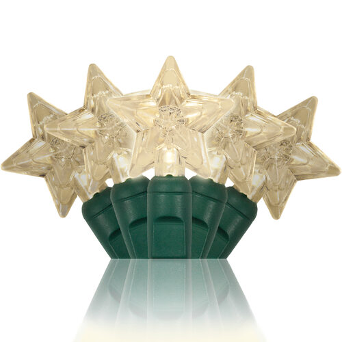 Warm White Battery Operated Star LED Lights, Green Wire