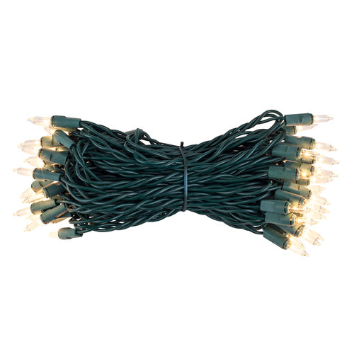 35 Clear Craft Lights, Green Wire, 4" Spacing