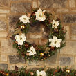 24" Vermont White Battery Operated Wreath, 50 Warm White LED 5mm Lights