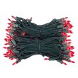 Commercial 100 Red Mini Lights, Lamp Lock, Green Wire, 6" Spacing