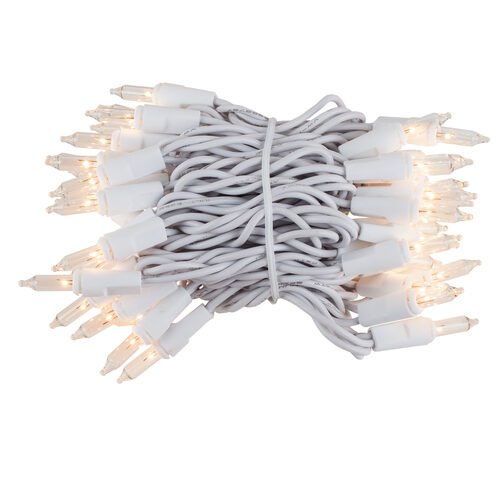 100 Clear Mini Lights, White Wire, 6" Spacing