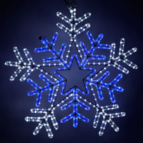 26" Snowflake with Blue Center, Blue and White Lights 