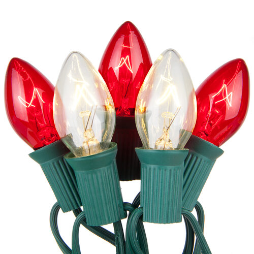 Christmas Lights C7 Clear / Red Commercial Christmas Lights