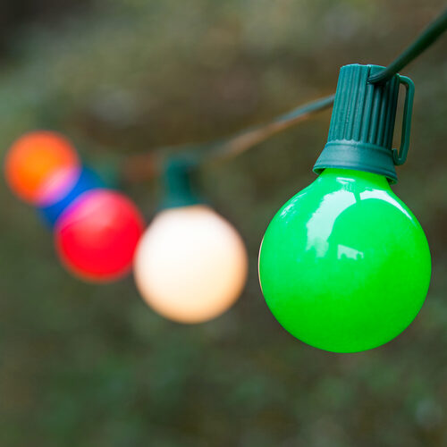 Opaque Multicolor G50 Lights on Green Wire