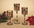 Glass Holiday Goblet Candle Holders, 3 Piece Set