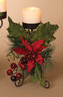 Metal Candle Holder Centerpiece w/ Poinsettia and Berries