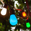 54' Commercial Multicolor Patio String Light Set with 24 S14 Bulbs on Black Wire