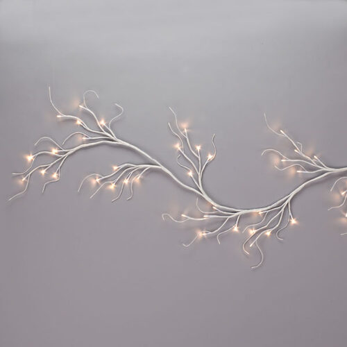72" Battery Operated White Lighted Garland Branch, Warm White LED