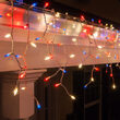 150 Red, White and Blue Mini Icicle Light Set, White Wire