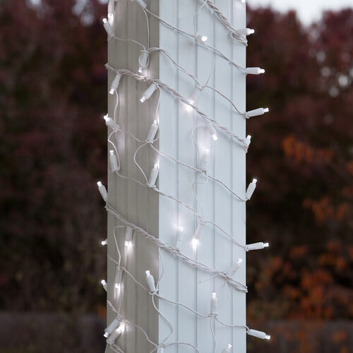 6" x 15' Cool White 5mm LED Christmas Column Wrap Lights, 150 Lights on White Wire