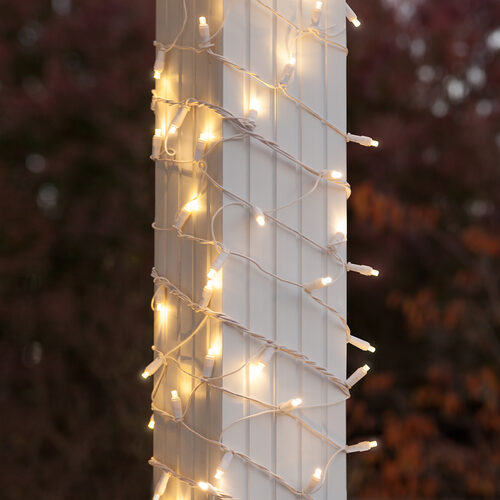 6" x 15' Warm White 5mm LED Christmas Column Wrap Lights, 150 Lights on White Wire