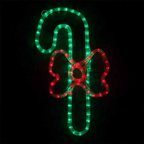 20" Candy Cane with a Bow, Red and Green Lights 