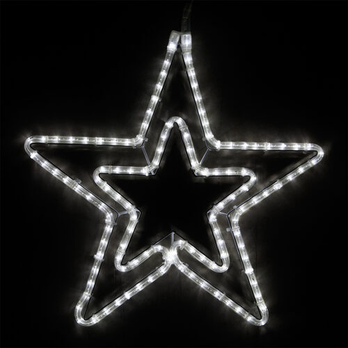 22" Double 5 Point Star, Cool White Lights 