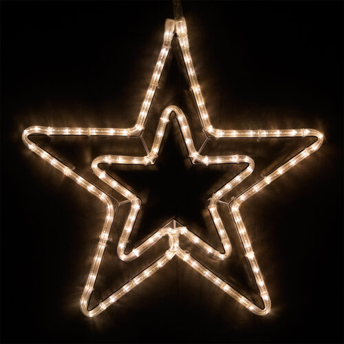 22" Double 5 Point Star, Warm White Lights 