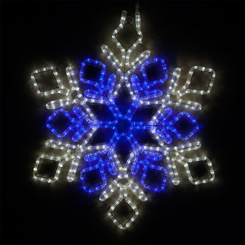 28" Double Diamond Snowflake, Blue and Cool White Lights 