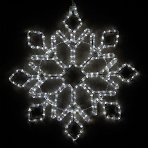 24" Diamond Tipped Snowflake, Cool White Lights 