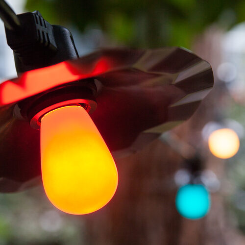 48' Commercial Multicolor Patio String Light Set with 15 S14 Bulbs on Black Wire