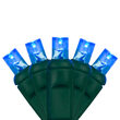 70 5mm Blue LED Christmas Lights, Green Wire, 4" Spacing