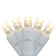 70 5mm Warm White LED Christmas Lights, White Wire, 4" Spacing