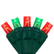 5mm Wide Angle Red, Green LED Christmas Lights on Green Wire