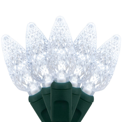 C6 Strawberry Cool White LED Christmas Lights on Green Wire