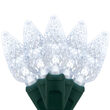70 C6 Cool White LED Christmas Lights, Green Wire, 4" Spacing