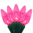 C6 Strawberry Pink LED Christmas Lights on Green Wire