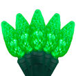 70 C6 Green LED Christmas Lights, Green Wire, 4" Spacing