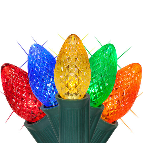 C7 Multicolor Twinkle Commercial LED Christmas Lights, 25 Lights, 25'