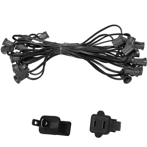 E12 - Candelabra Light Stringer, Black Wire
