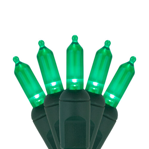 T5 Green LED Christmas Tree Lights on Green Wire - Wintergreen Corporation