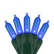 50 T5 Blue LED Christmas Tree Lights Green Wire, 6" Spacing