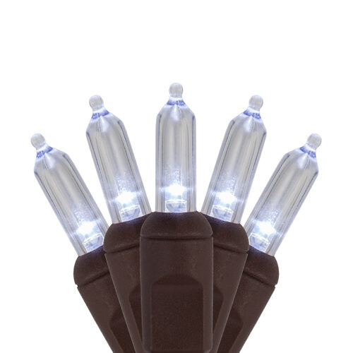 T5 Cool White LED Christmas Tree Lights on Brown Wire Wintergreen