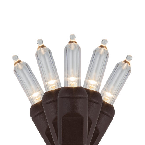 T5 Warm White LED Christmas Tree Lights on Brown Wire Wintergreen