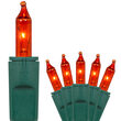 50 PureLock TM Amber / Orange Christmas Mini Lights, Green Wire, 6" Spacing