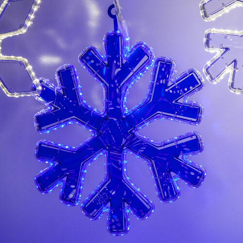 18 Point Snowflake with Blue Acrylic Center, Blue Lights - Wintergreen  Corporation