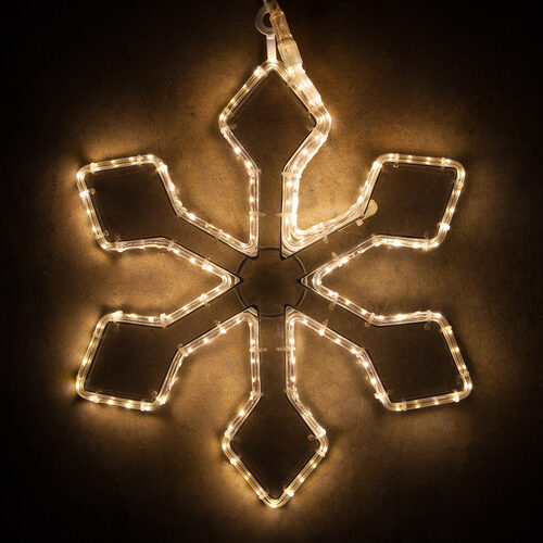 16" 6 Point Snowflake with Clear Acrylic Center, Warm White Lights 
