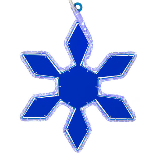 16" 6 Point Snowflake with Blue Acrylic Center, Blue Lights 