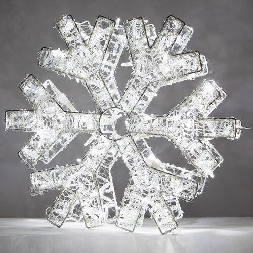 24" LED Dimensional Snowflake, Cool White Lights 